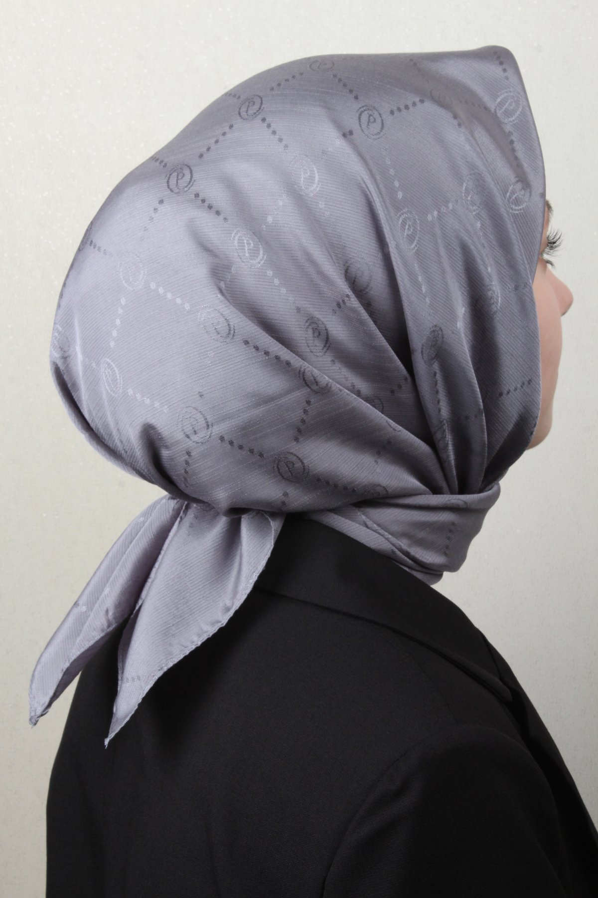 Piramit Monogram Eşarp 4117-11 Gri