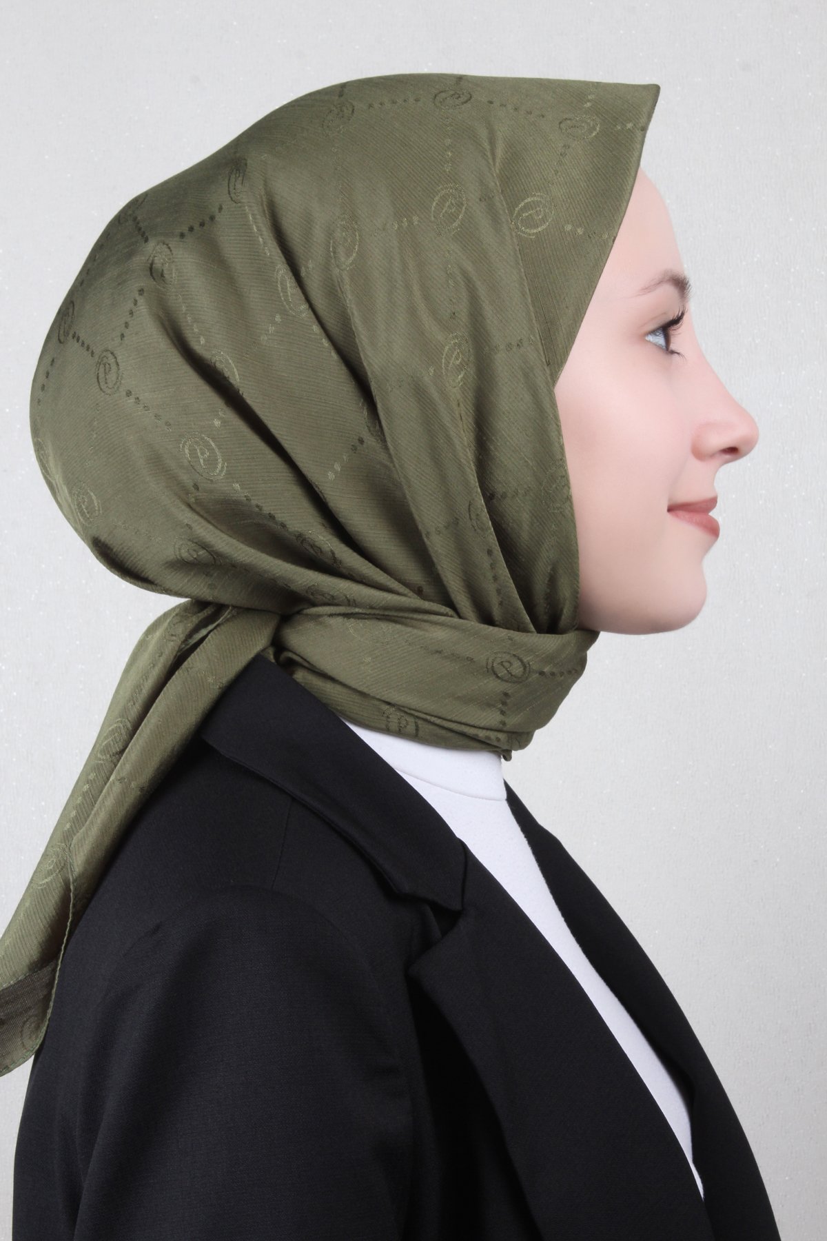 Piramit Monogram Eşarp 4117-12 Haki