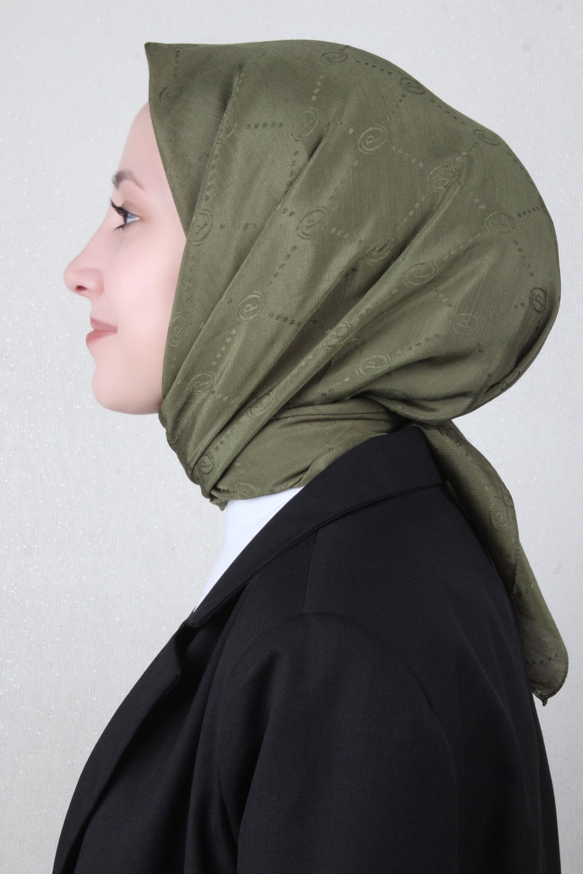 Piramit Monogram Eşarp 4117-12 Haki