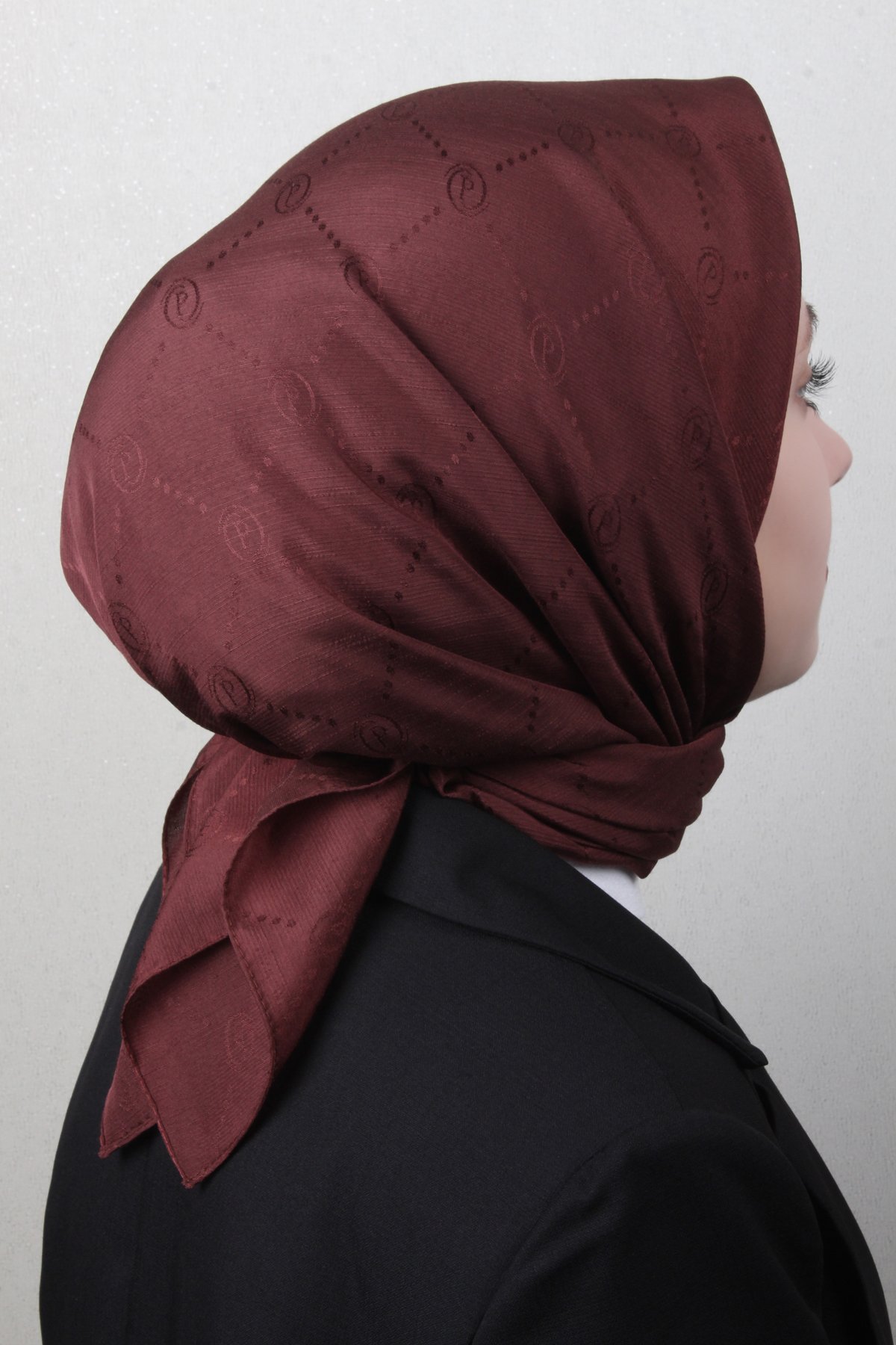 Piramit Monogram Eşarp 4117-13 Acı Kahve