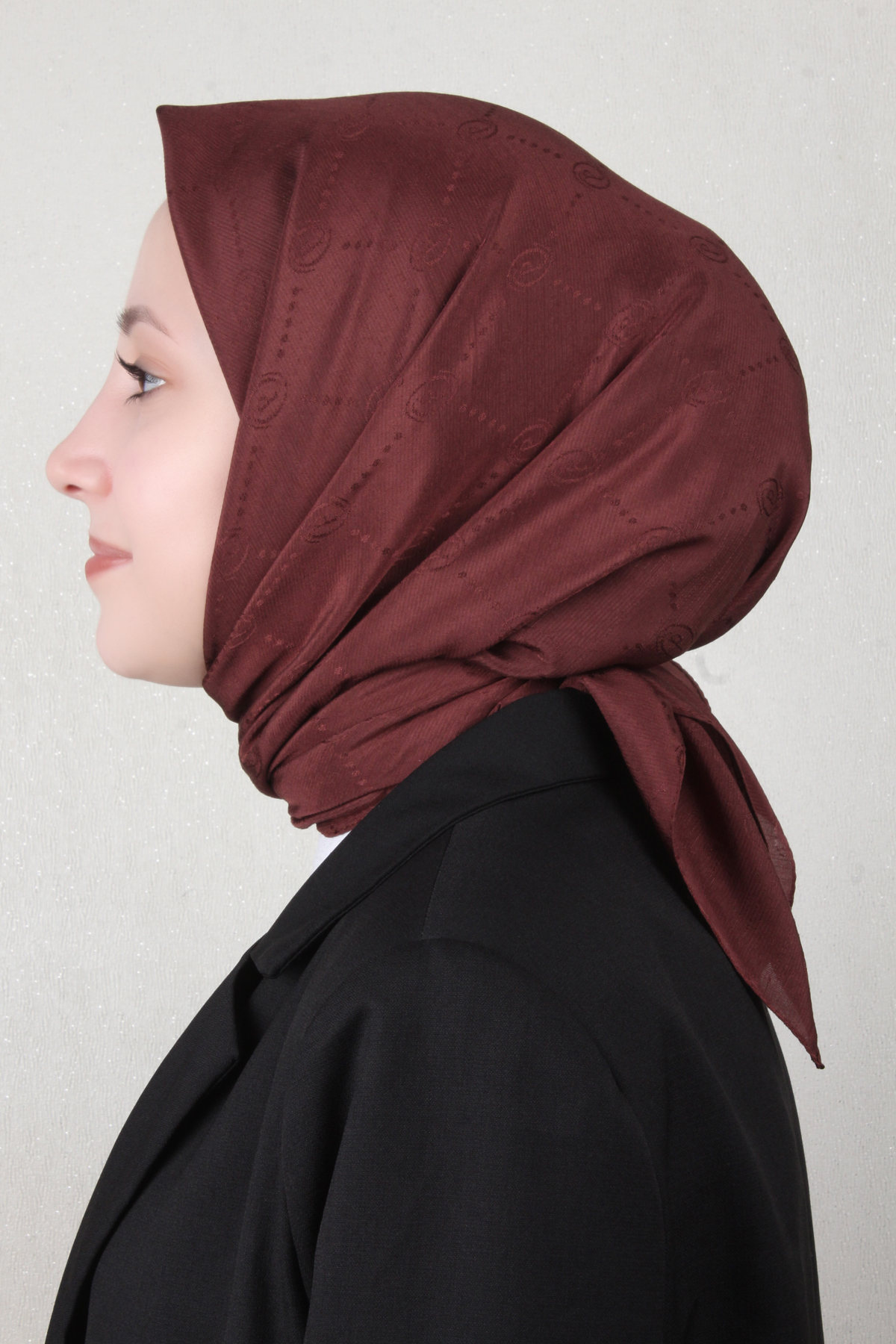 Piramit Monogram Eşarp 4117-13 Acı Kahve