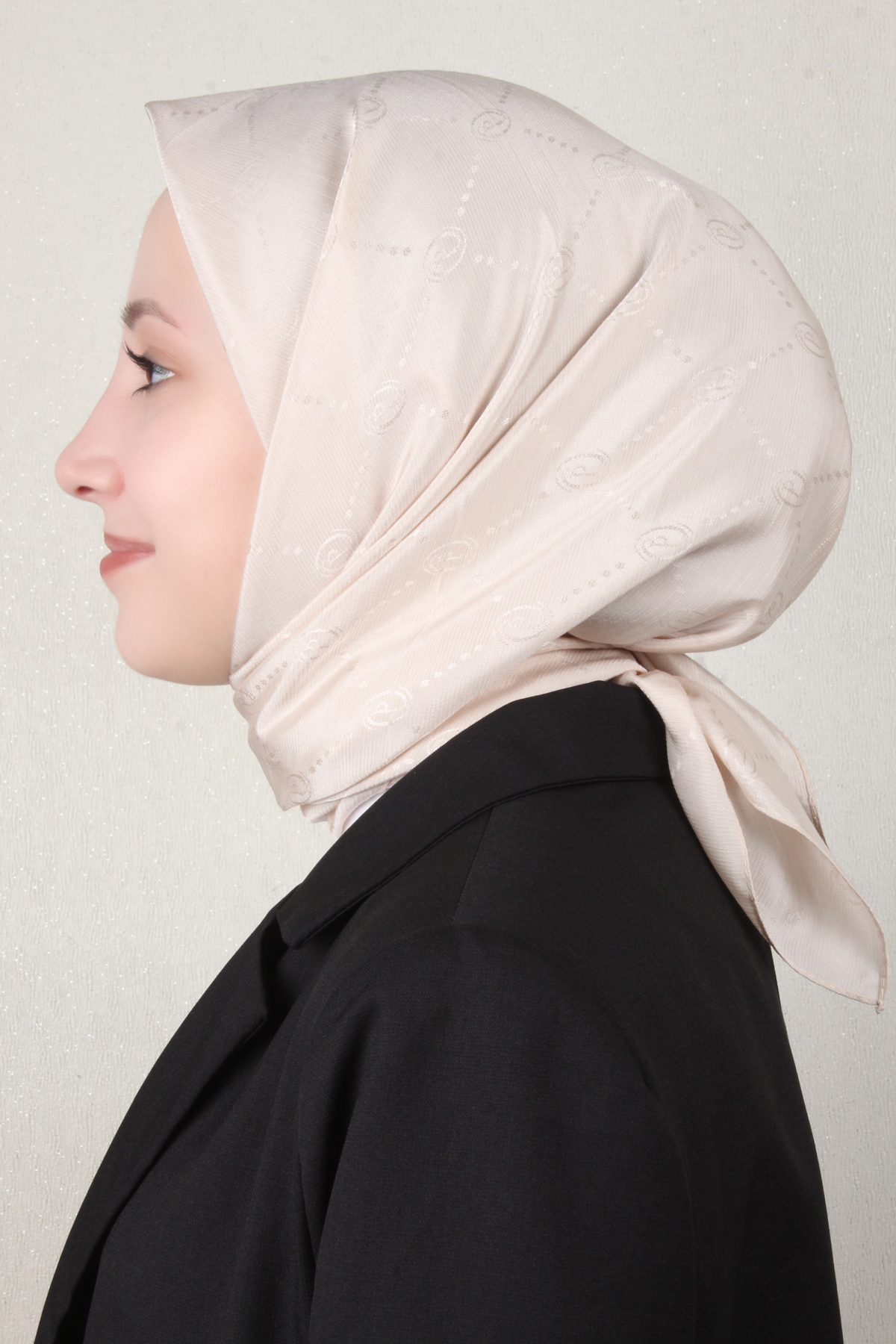 Piramit Monogram Eşarp 4117-15 Kemik