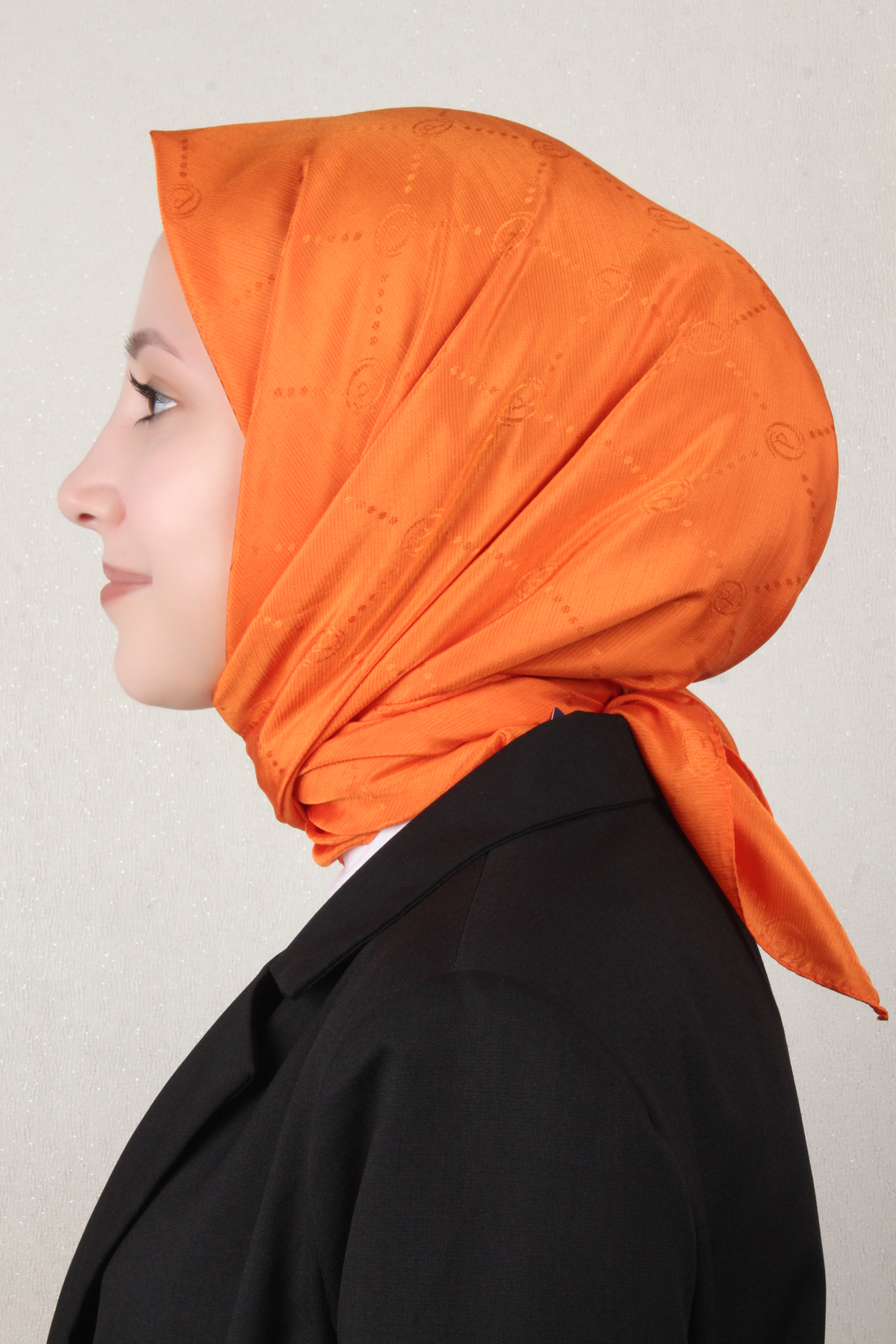 Piramit Monogram Eşarp 4117-28 Turuncu