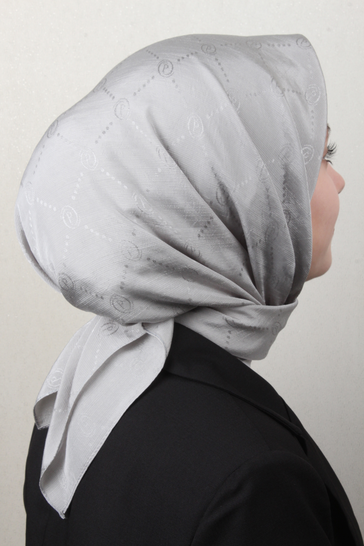 Piramit Monogram Eşarp 4117-29 Gümüş