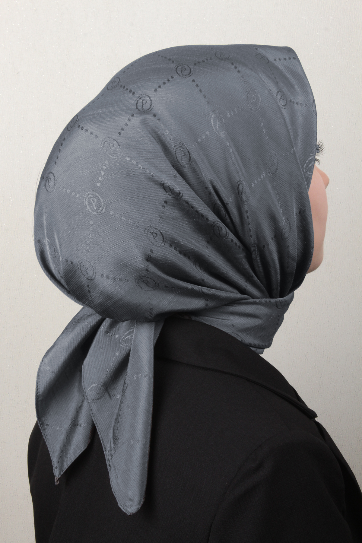Piramit Monogram Eşarp 4117-3 Füme