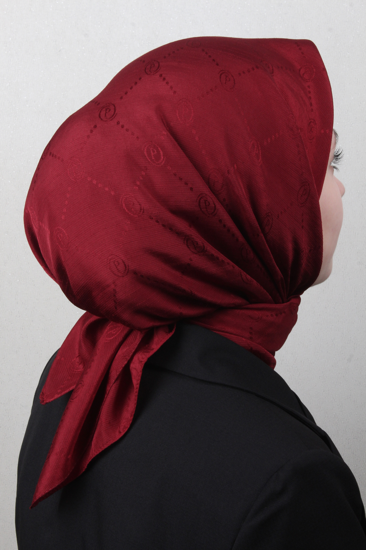 Piramit Monogram Eşarp 4117-30 Bordo