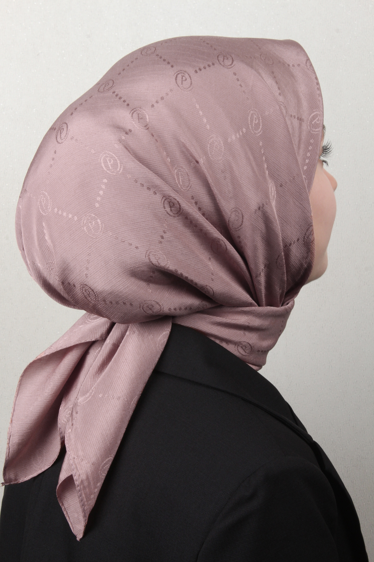 Piramit Monogram Eşarp 4117-4 Pudra