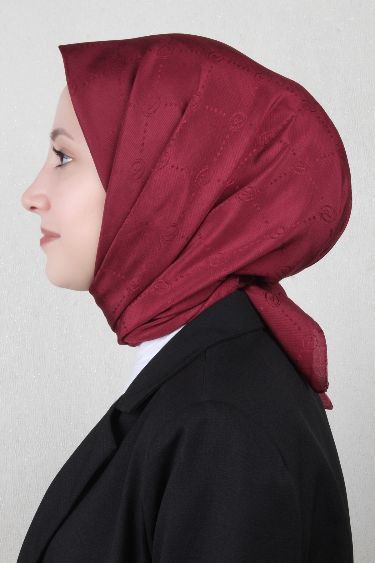 Piramit Monogram Eşarp 4117-5 Bordo