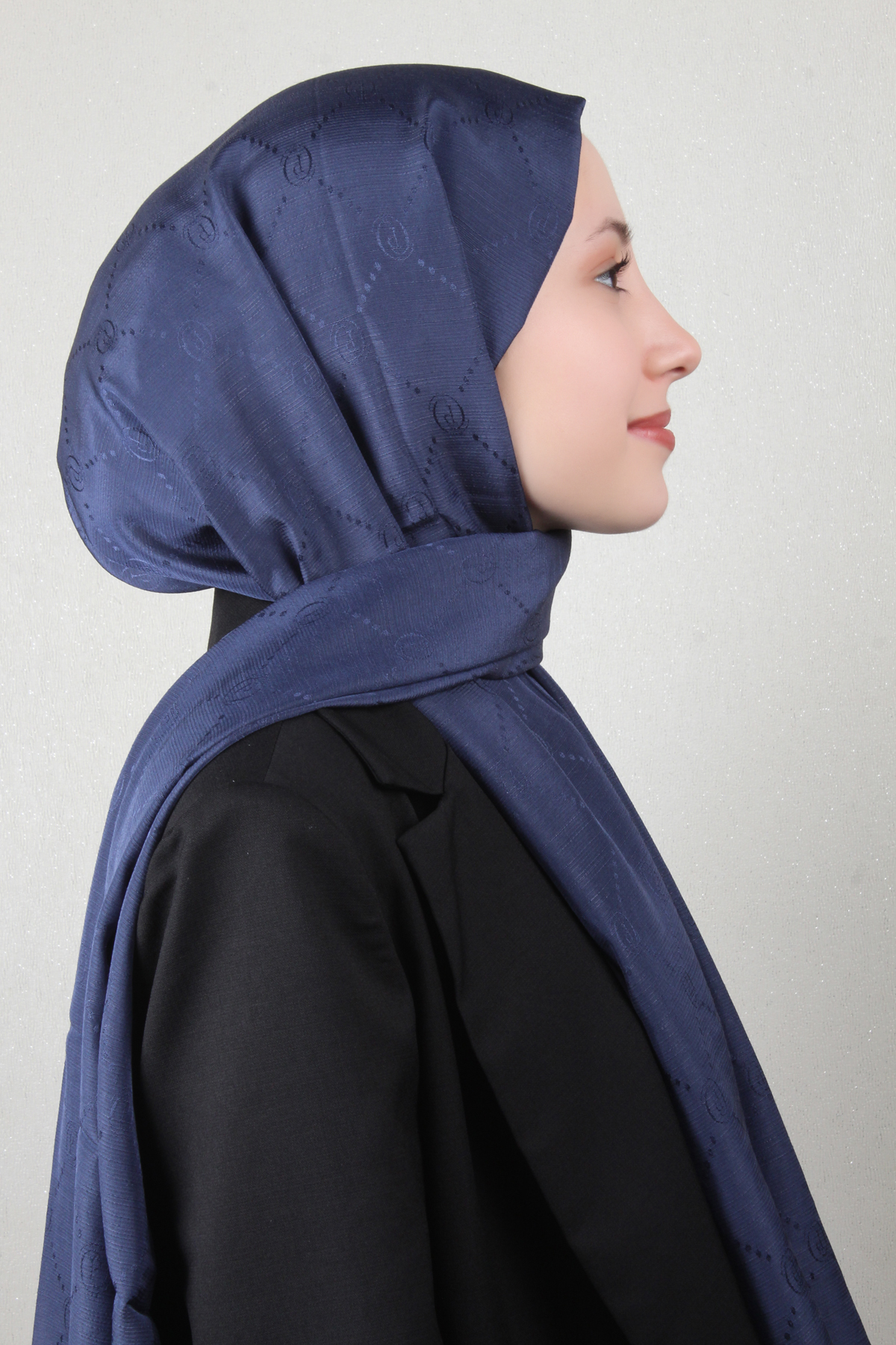 Piramit Monogram Şal 2889-11 Lacivert