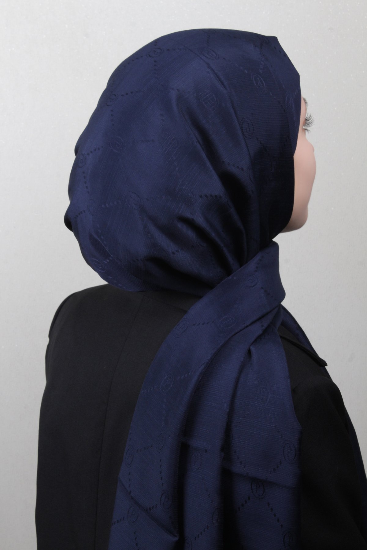 Piramit Monogram Şal 2889-15 Koyu Lacivert