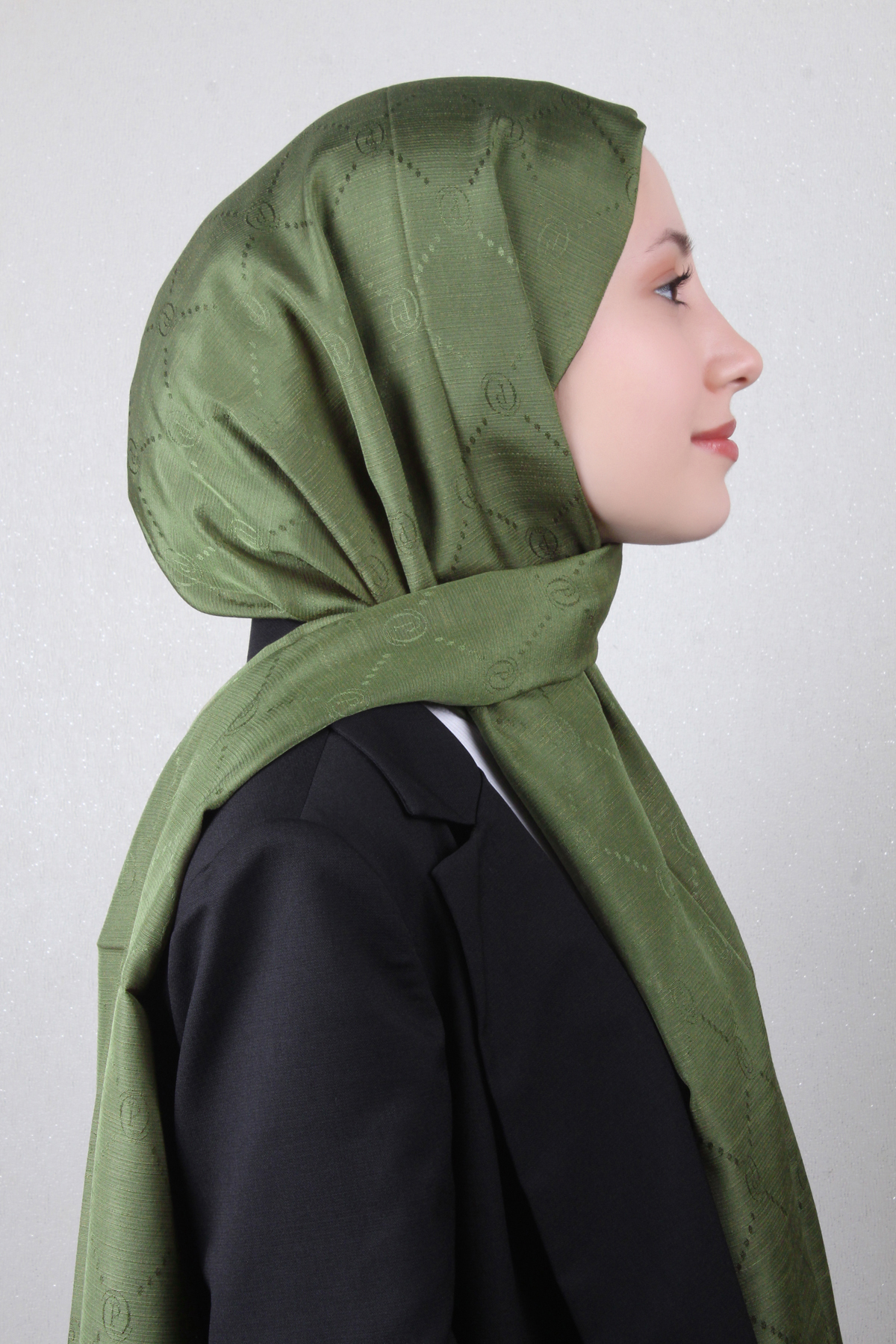 Piramit Monogram Şal 2889-21 Haki