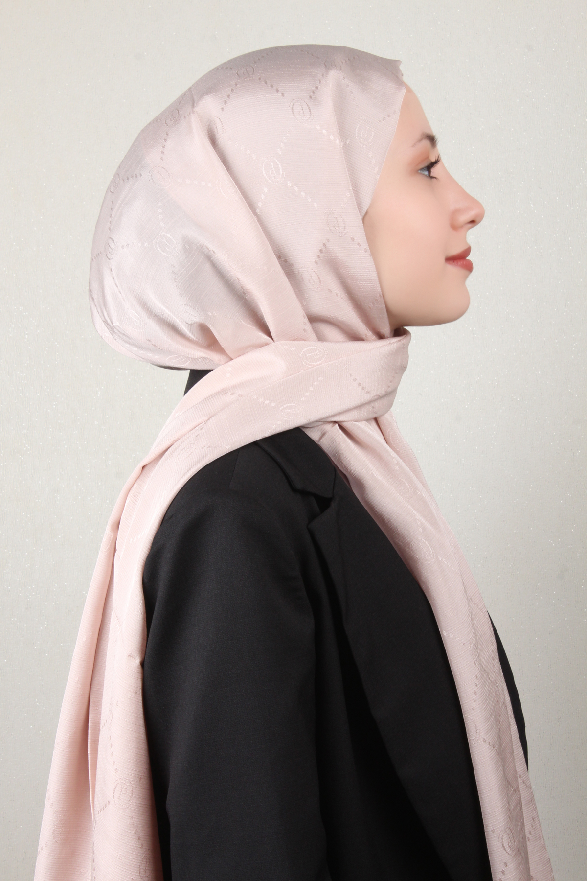 Piramit Monogram Şal 2889-4 Açık Pudra