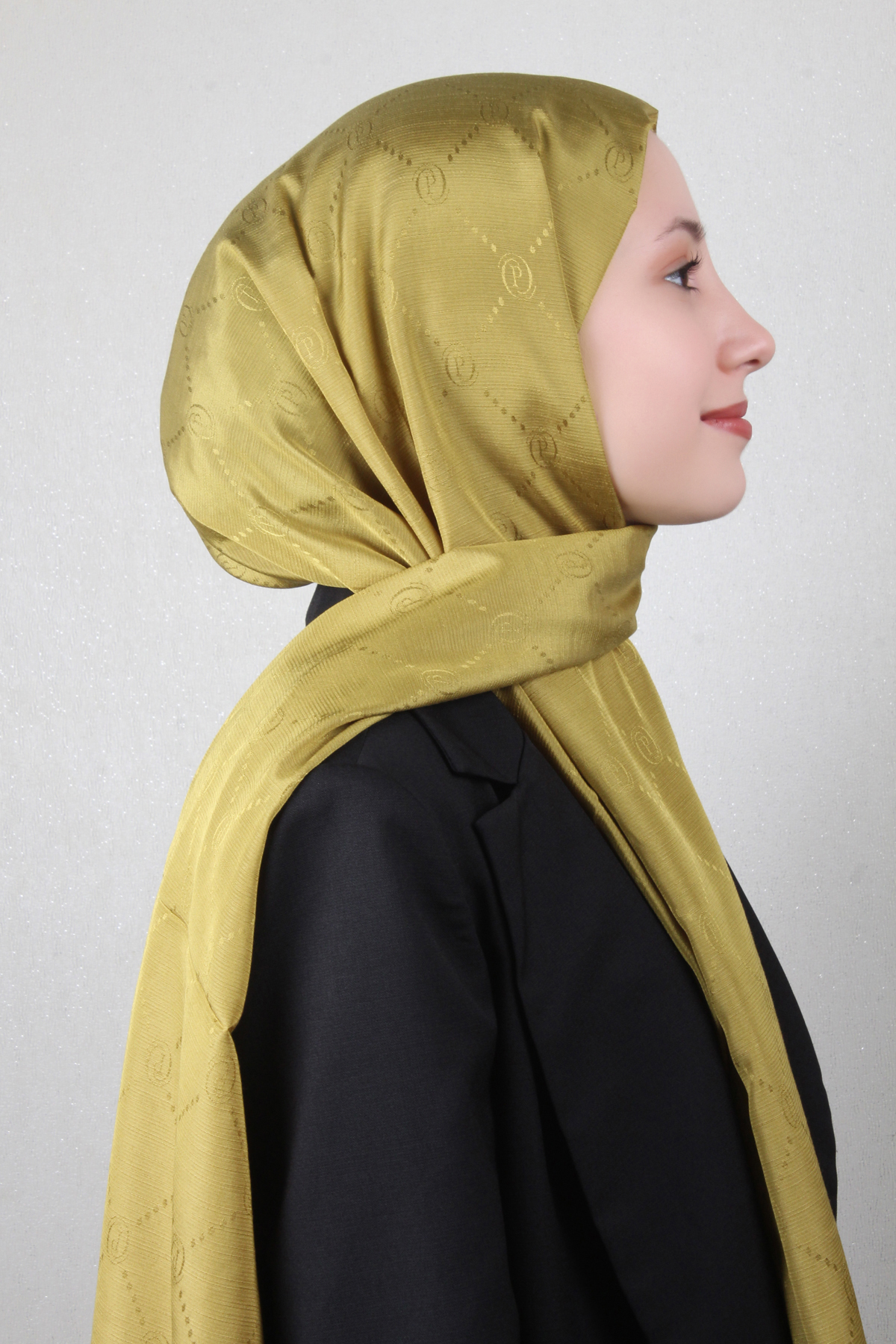 Piramit Monogram Şal 2889-8 Yağ Yeşili