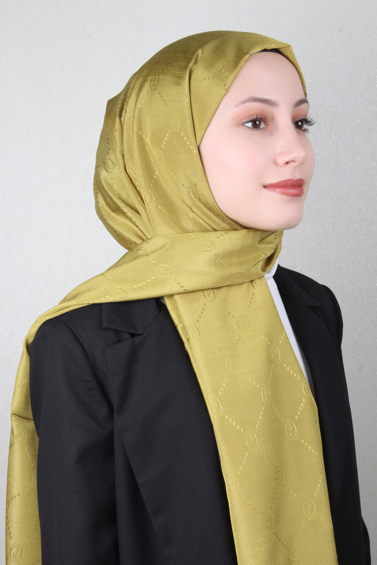 Piramit Monogram Şal 2889-8 Yağ Yeşili