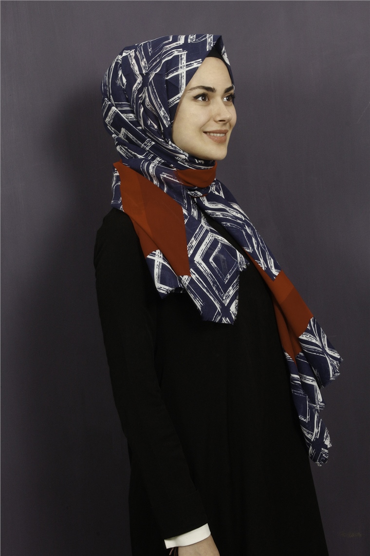 Piramit Pamuklu Desenli Şal 1289-11