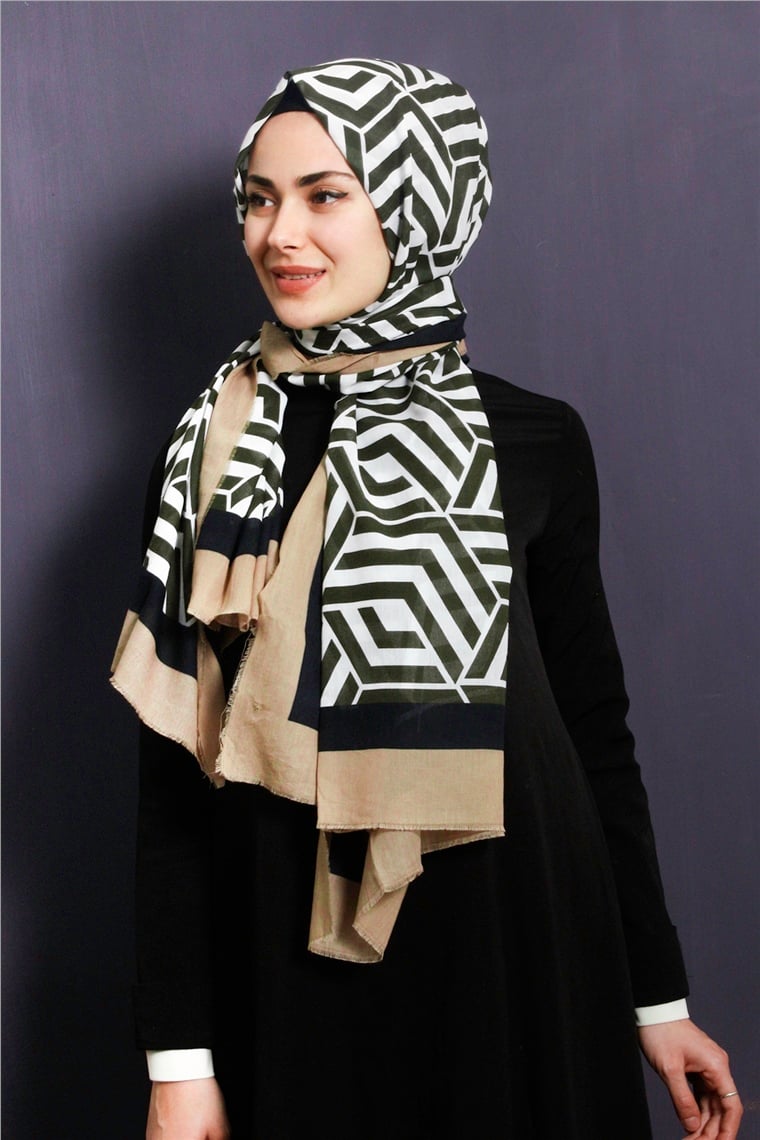 Piramit Pamuklu Desenli Şal 1289-14