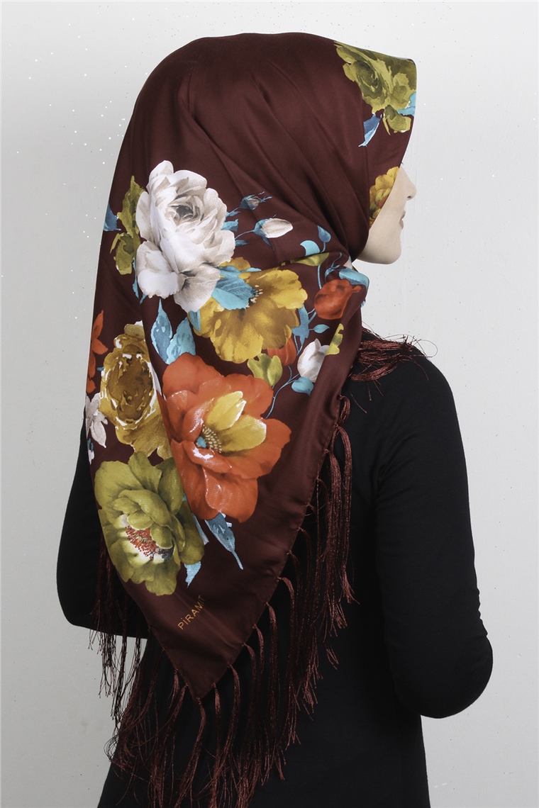Piramit Püsküllü Eşarp 111-0071 Bordo