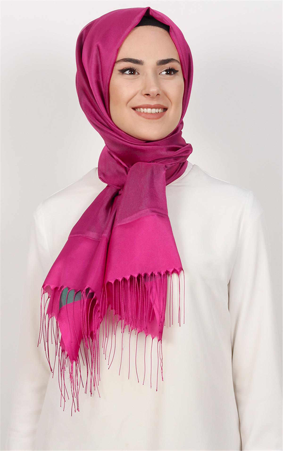 Prenses Tül Şal 2808-7 Pembe-Yeşil