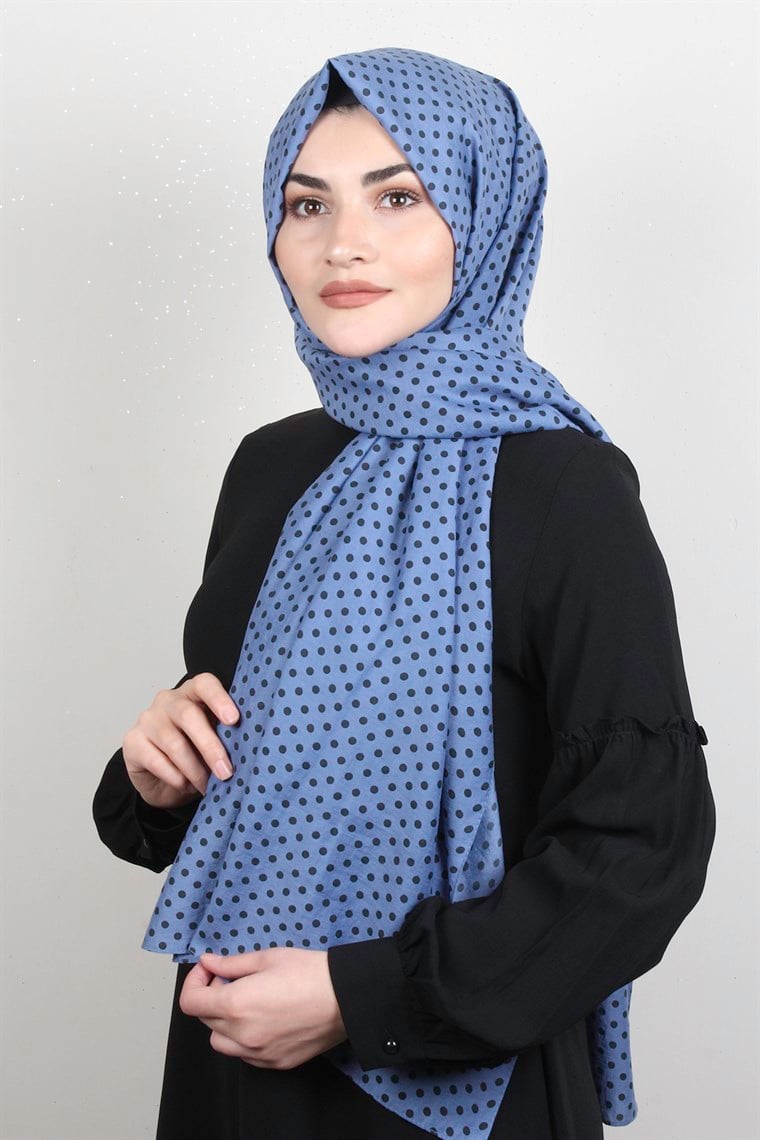 Puantiye Coton Şal 1948-1 İndigo