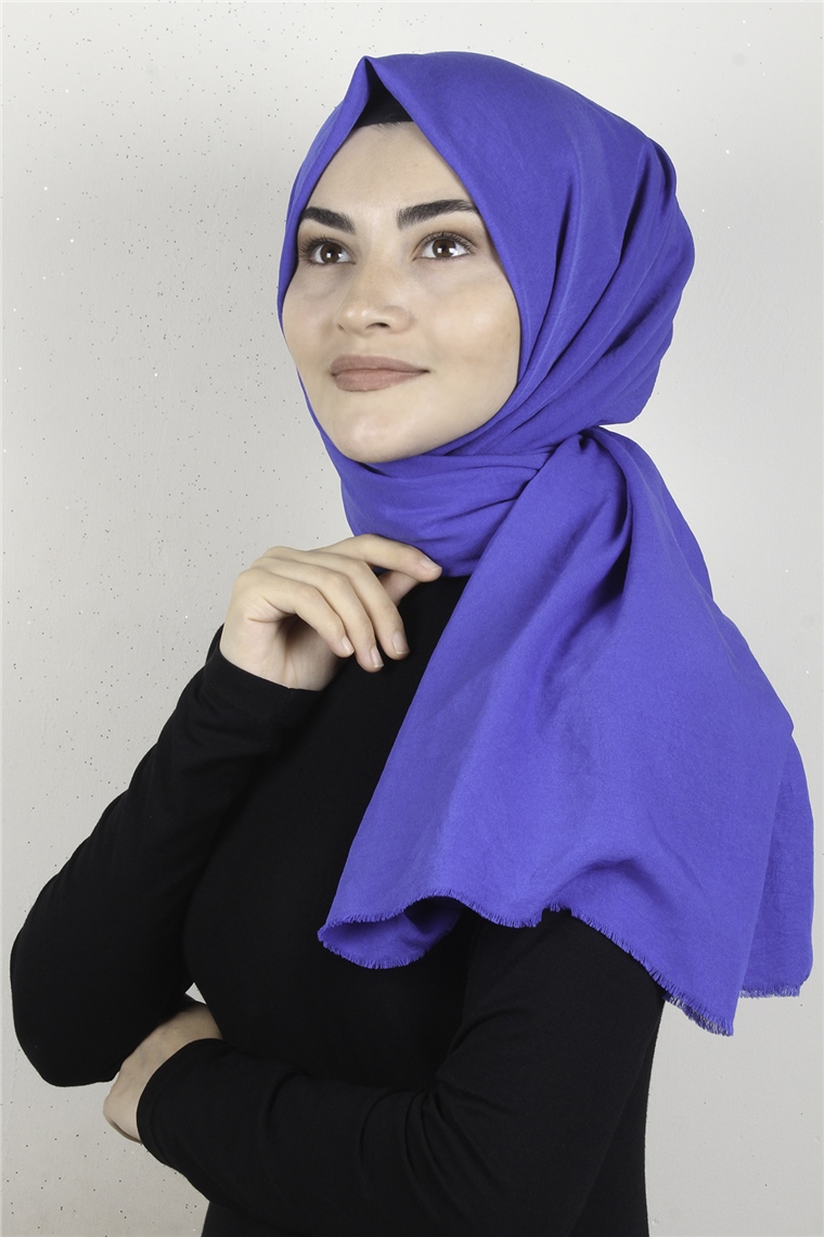 Relax Kraşlı Şal 2721-18 Saks Mavisi