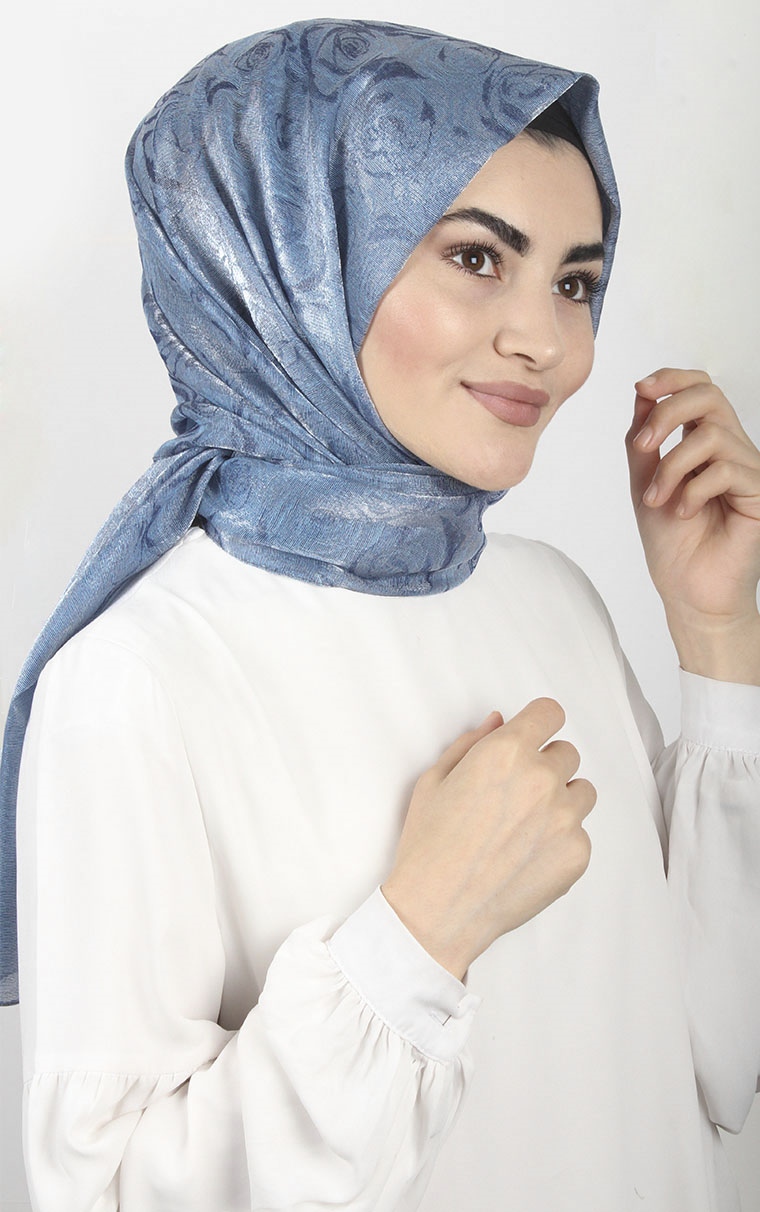 Rose Simli Şal 1385-44 Bebe Mavisi