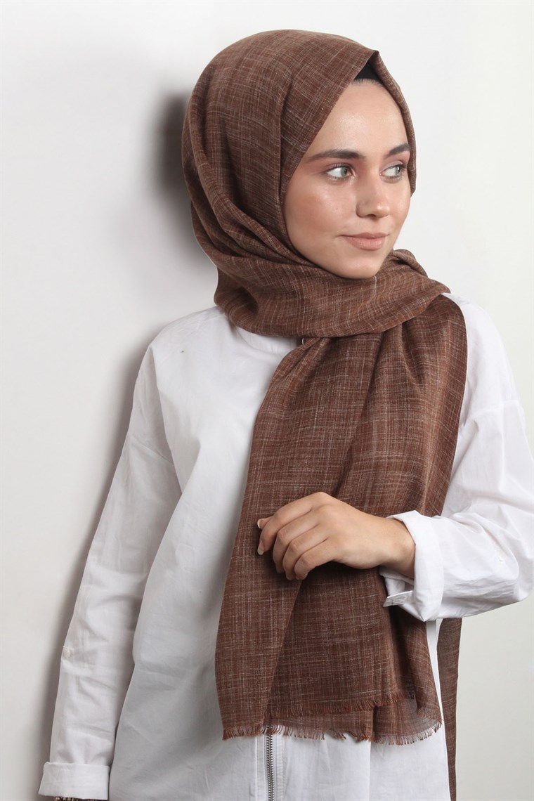 Şaless Keten Şal 1780-25 Camel-Ekru