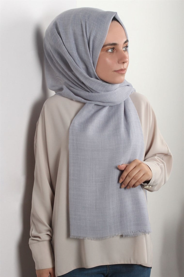 Şaless Keten Şal 1780-29 Gri-Ekru