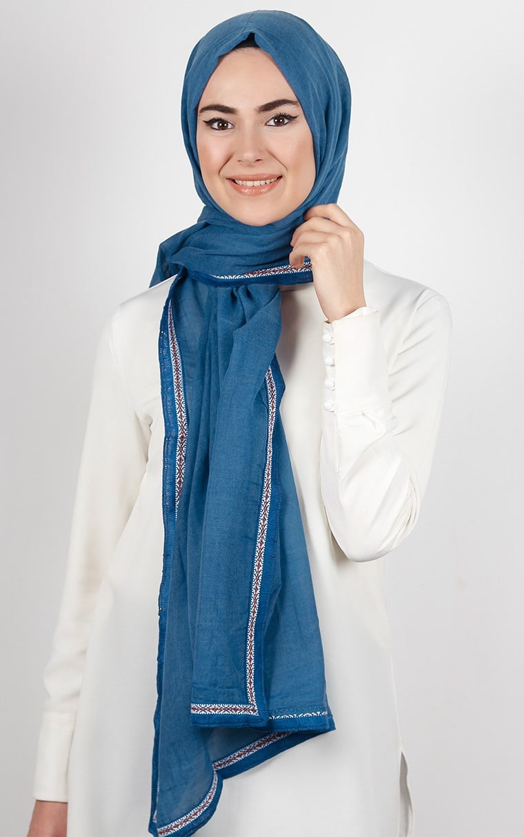 Şeritli Coton Şal 1249-19