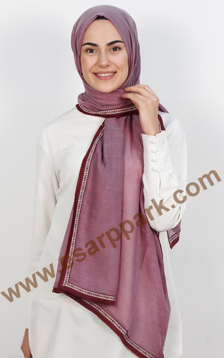 Şeritli Coton Şal 1249-4
