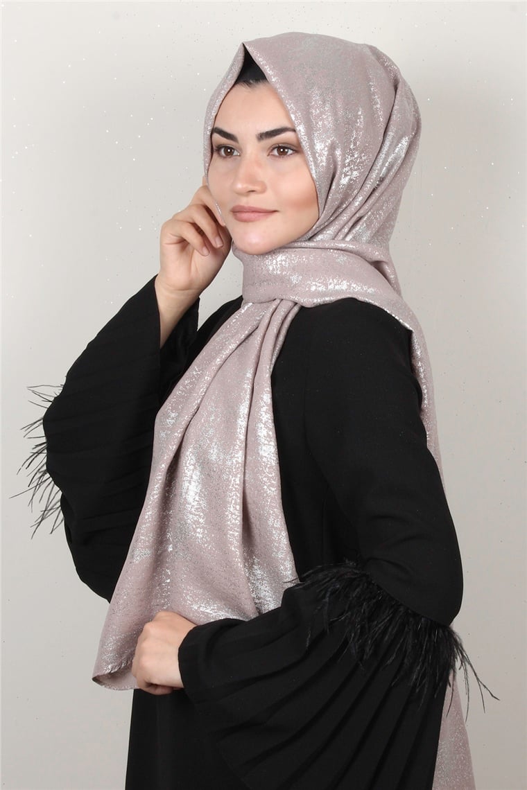 Sidelya Varaklı Şal 3090-28 Koyu Vizon