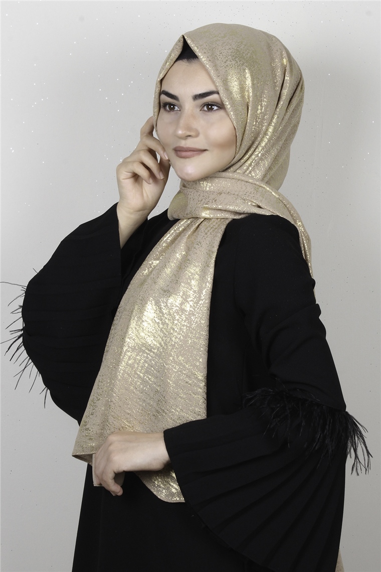 Sidelya Varaklı Şal 3090-6 SütlÜ Kahve