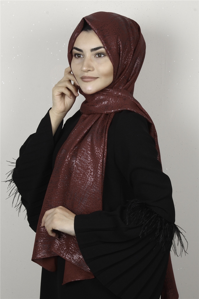 Sidelya Varaklı Şal 3090-9 Kırmızı
