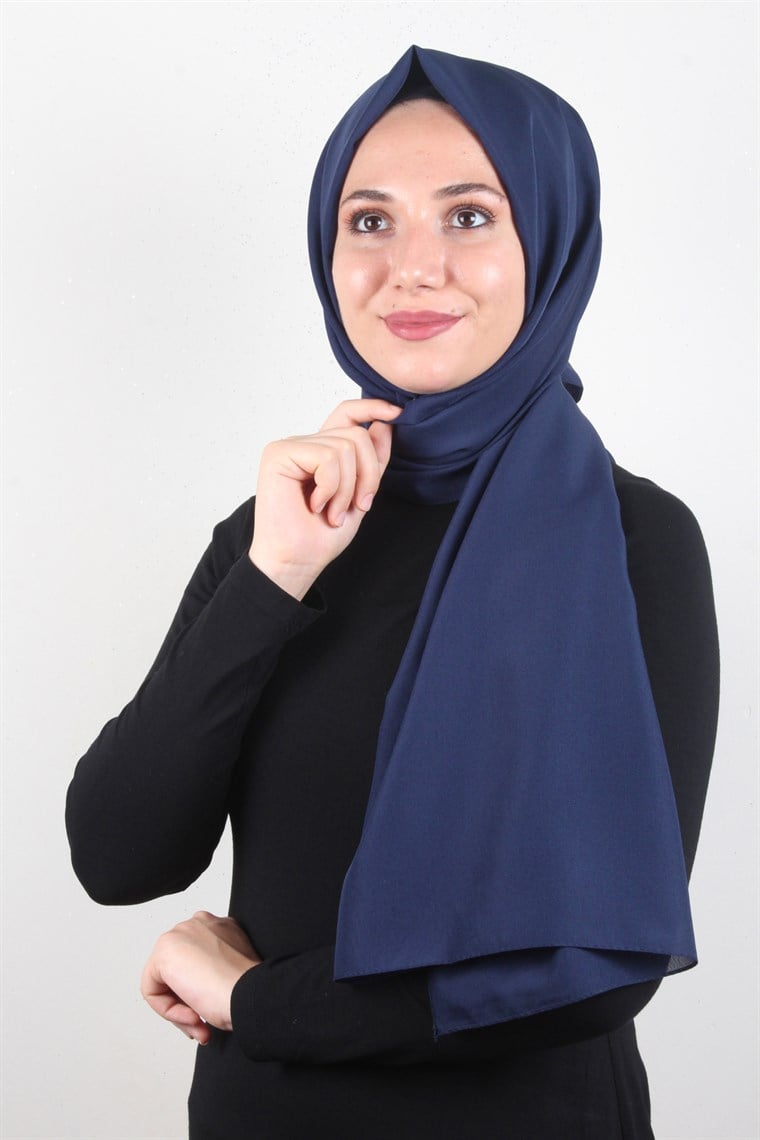Şifon Şal Düz Renk 1293-105 Lacivert
