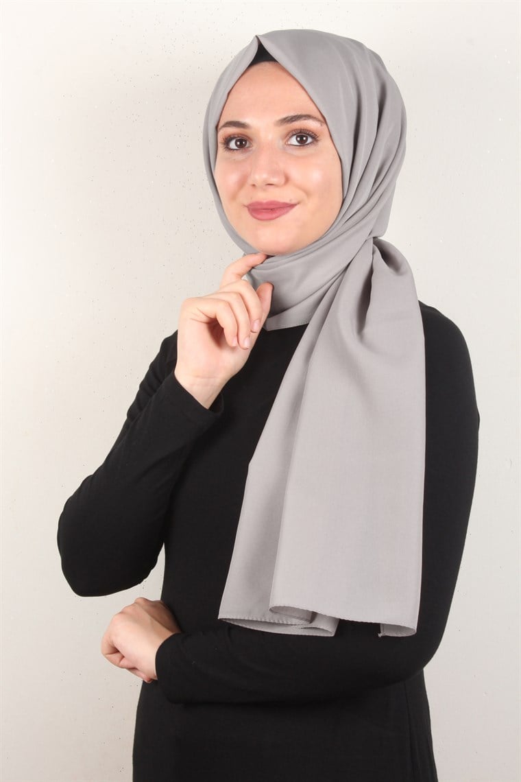 Şifon Şal Düz Renk 1293-107 Koyu Taş