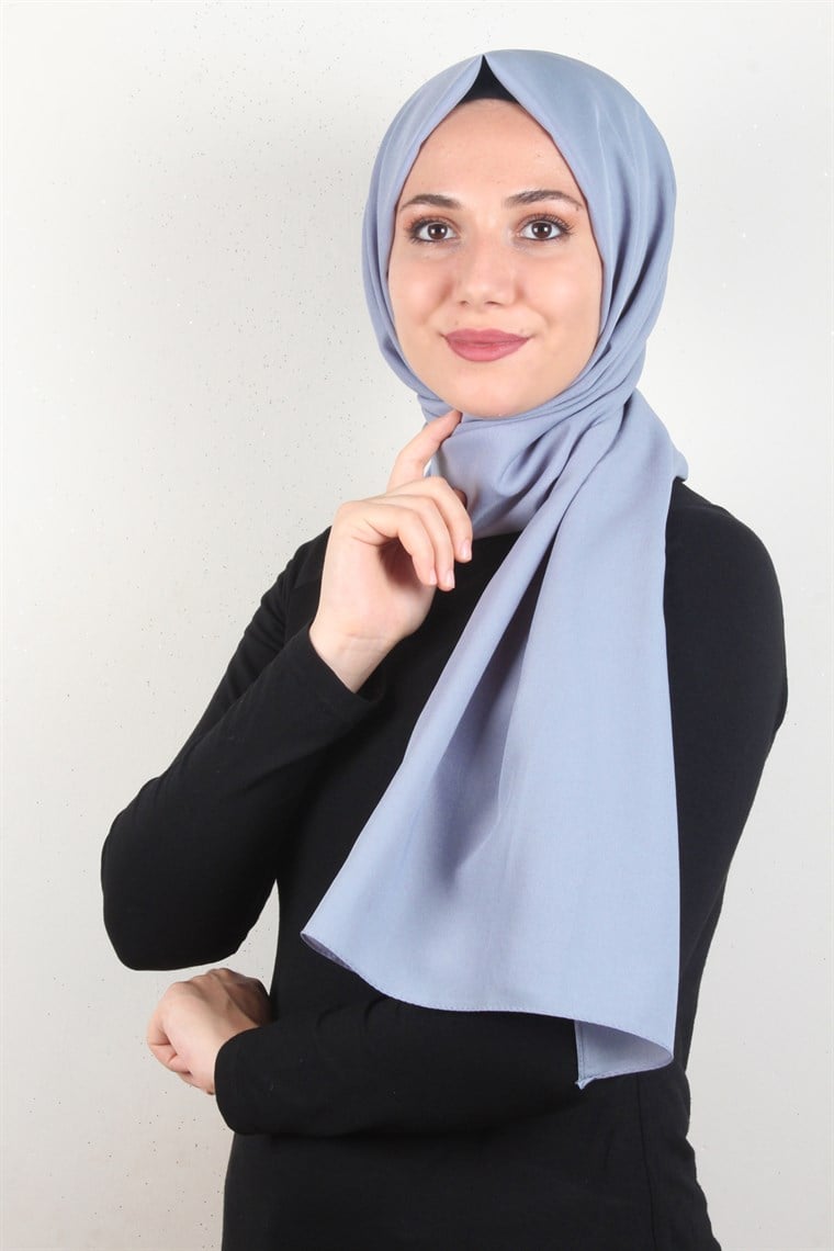 Şifon Şal Düz Renk 1293-109 Buz Mavisi