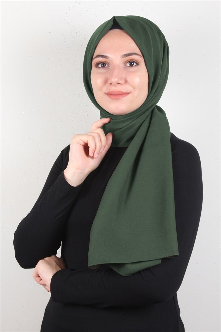 Şifon Şal Düz Renk 1293-118 Koyu Haki