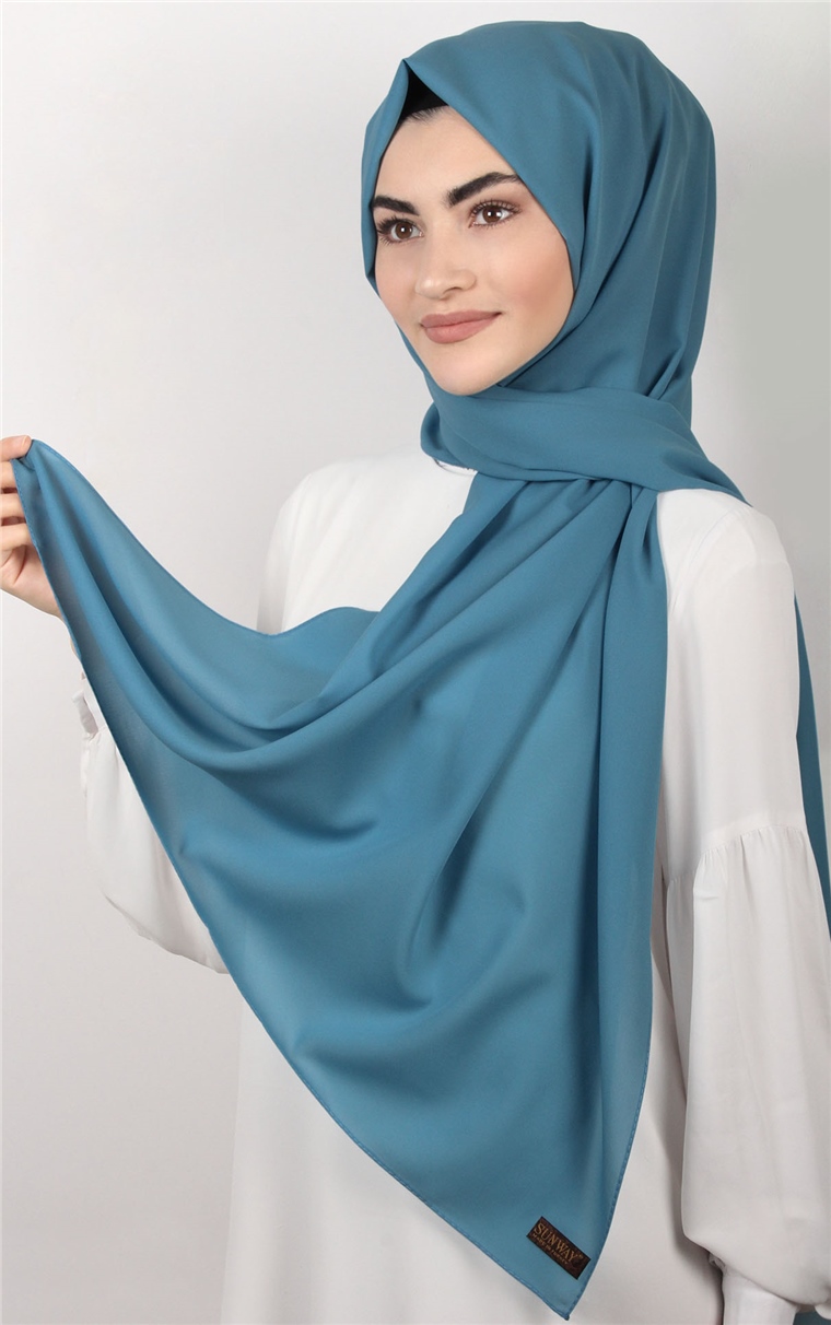 Şifon Şal Düz Renk 1293-15 Açık Mavi