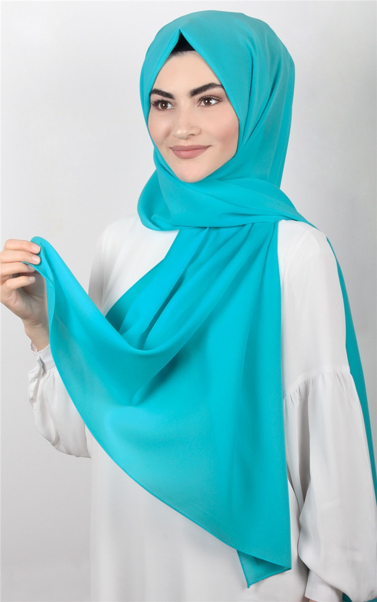 Şifon Şal Düz Renk 1293-26 Gök Mavisi