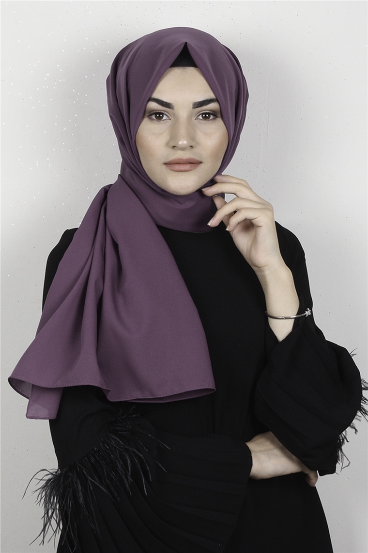 Şifon Şal Düz Renk 1293-65 İncir Moru