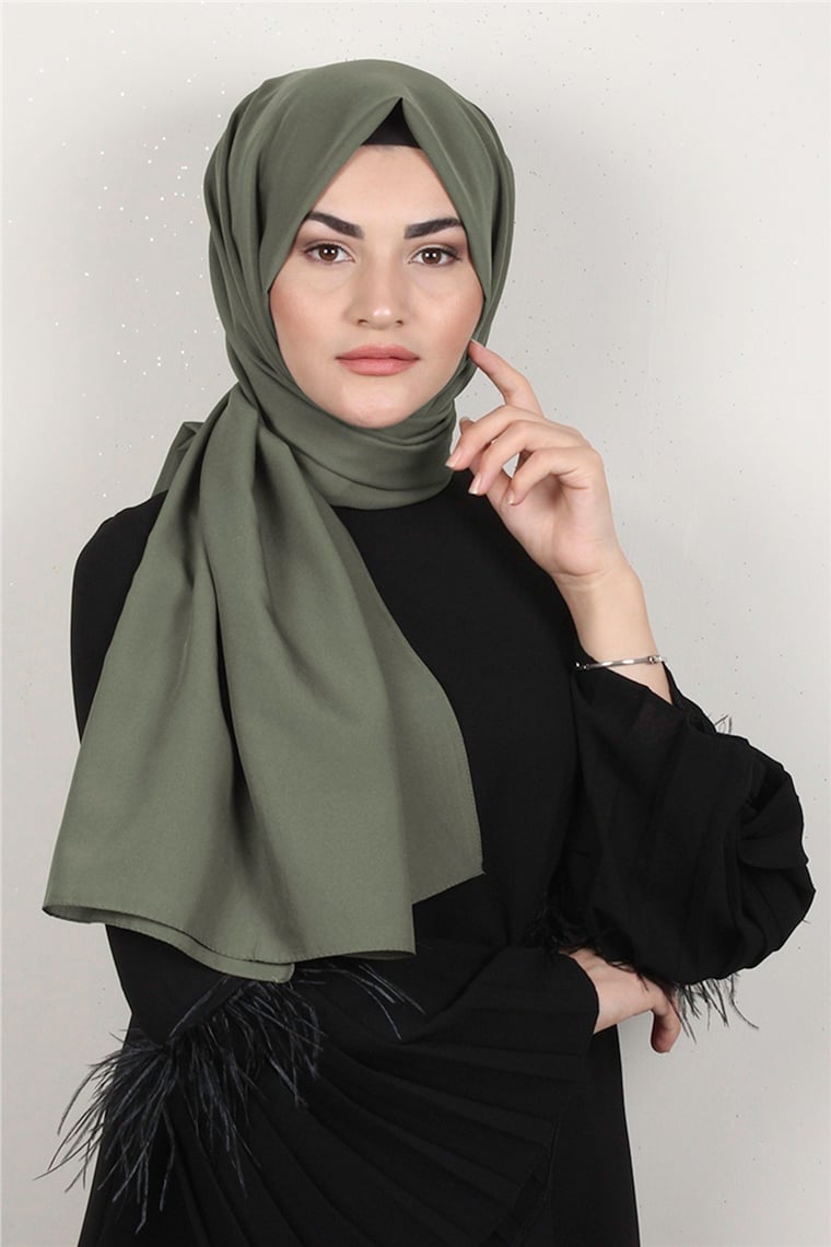 Şifon Şal Düz Renk 1293-69 Haki