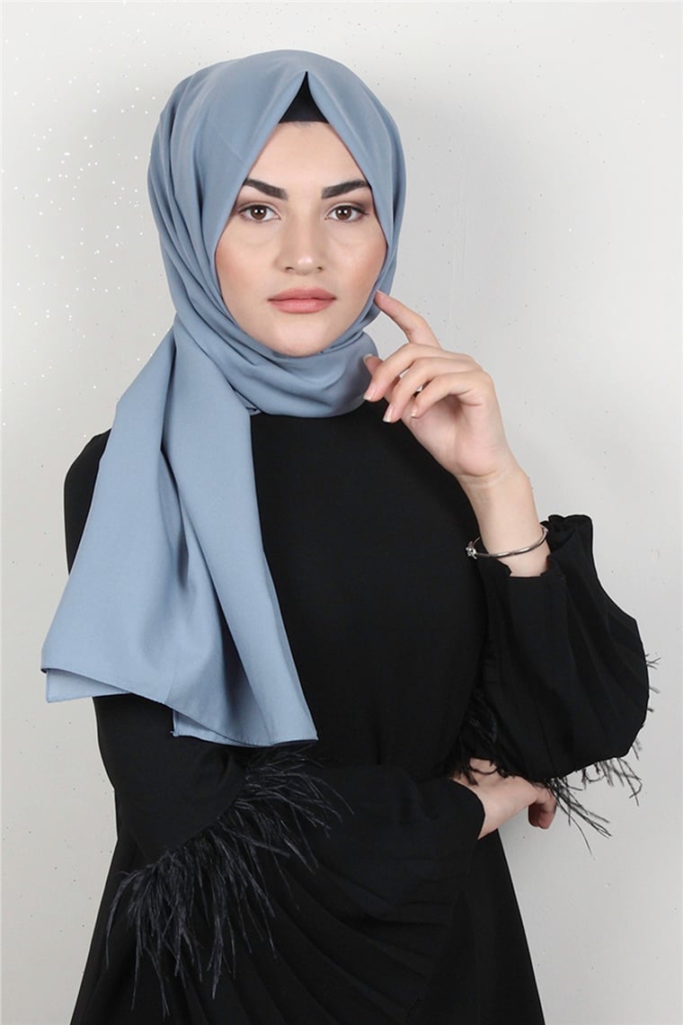 Şifon Şal Düz Renk 1293-71 Buz Mavisi