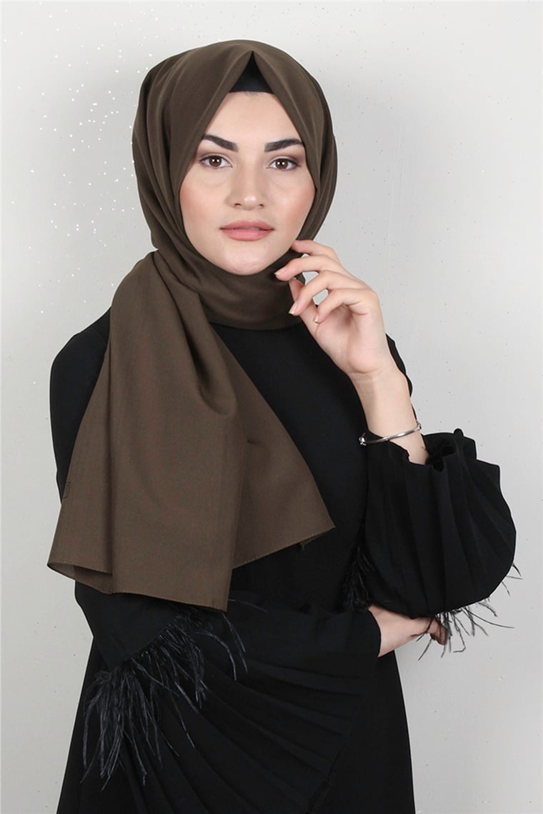 Şifon Şal Düz Renk 1293-72 Kahverengi