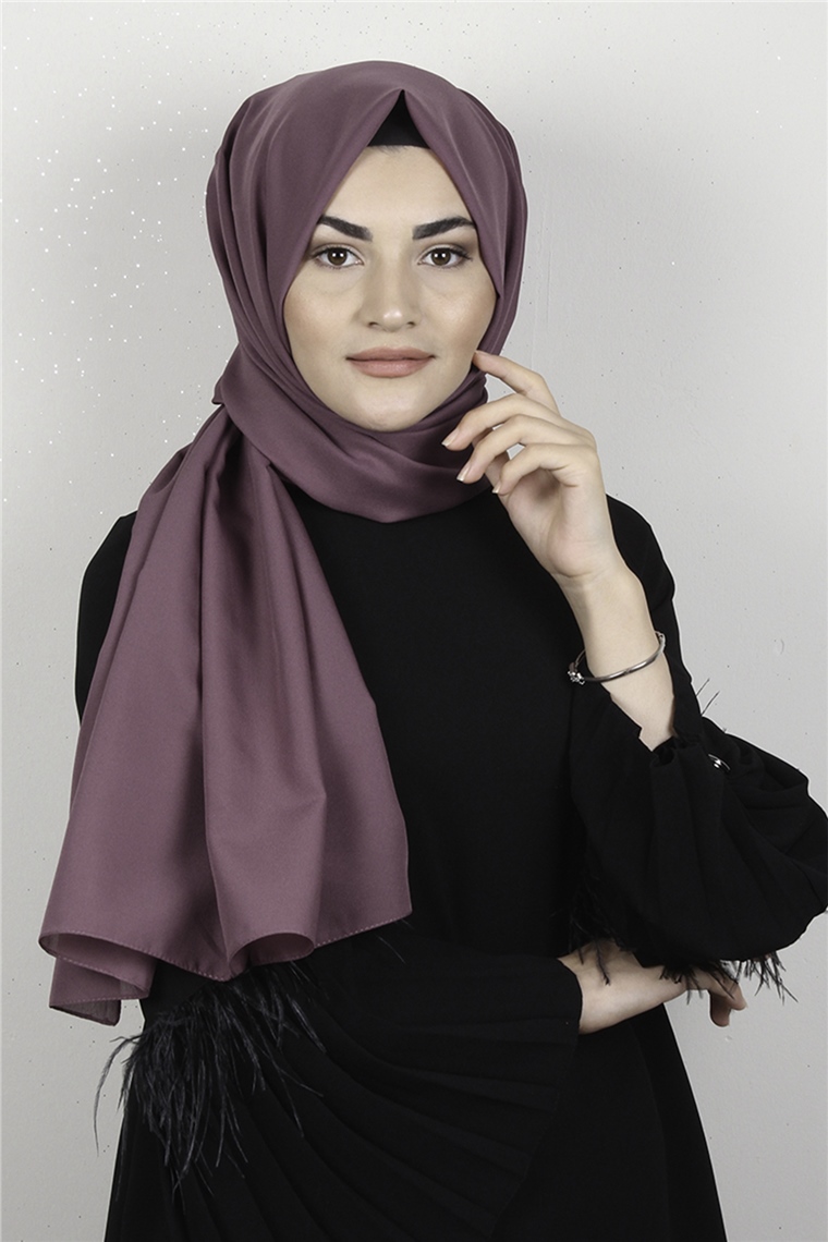 Şifon Şal Düz Renk 1293-77 Gül Kurusu