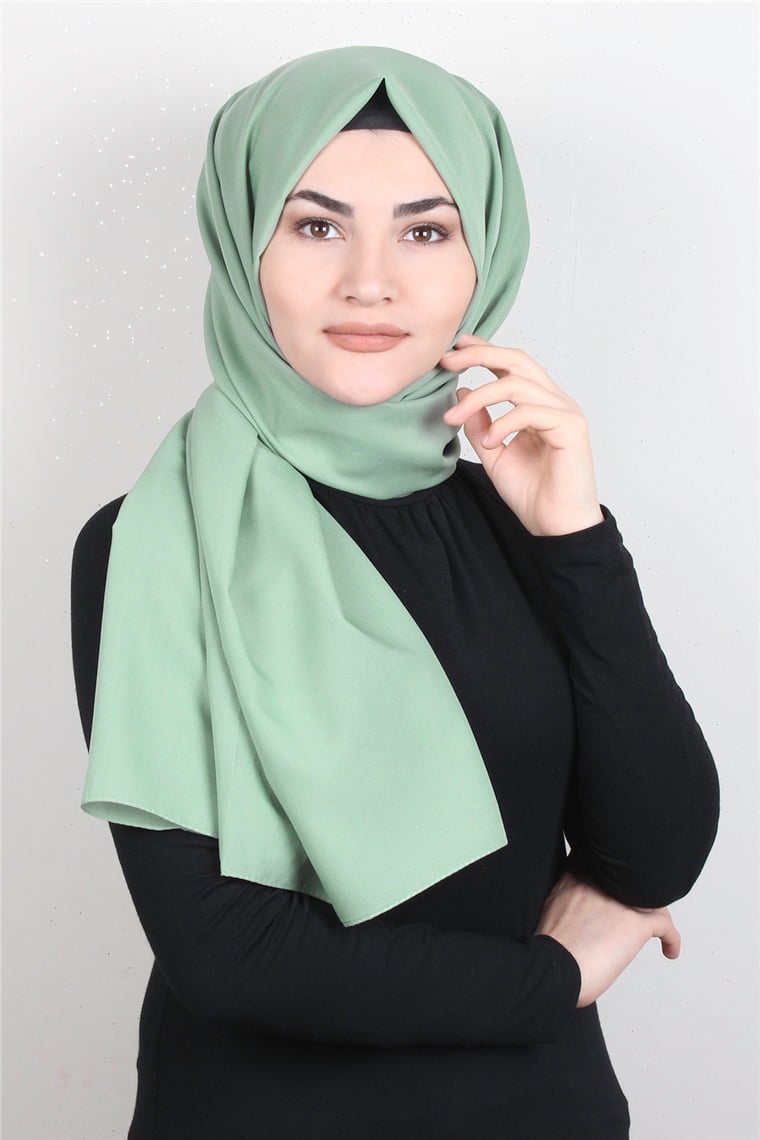 Şifon Şal Düz Renk 1293-81 Su Yeşili