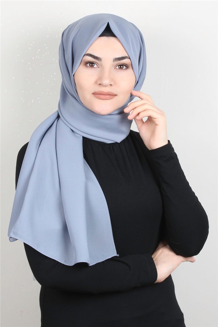 Şifon Şal Düz Renk 1293-82 Buz Mavisi