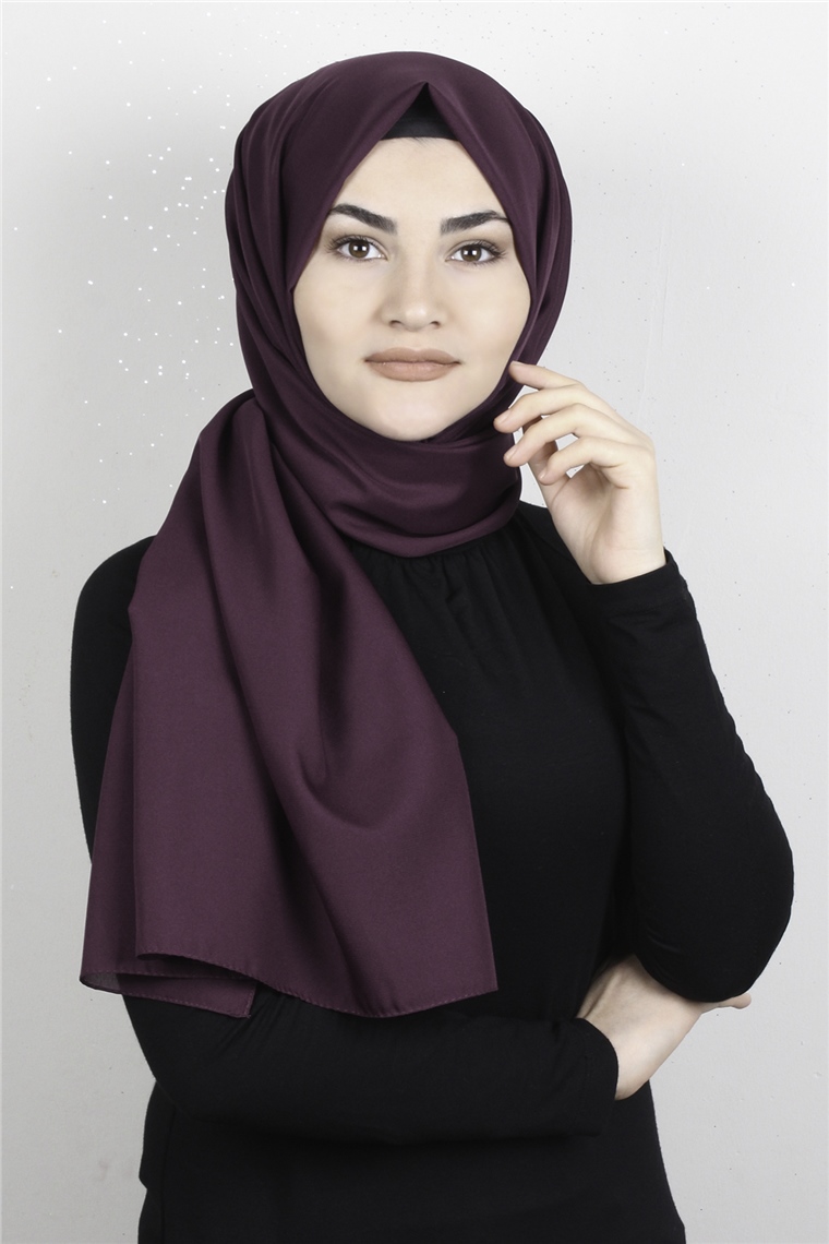 Şifon Şal Düz Renk 1293-83 Mürdüm