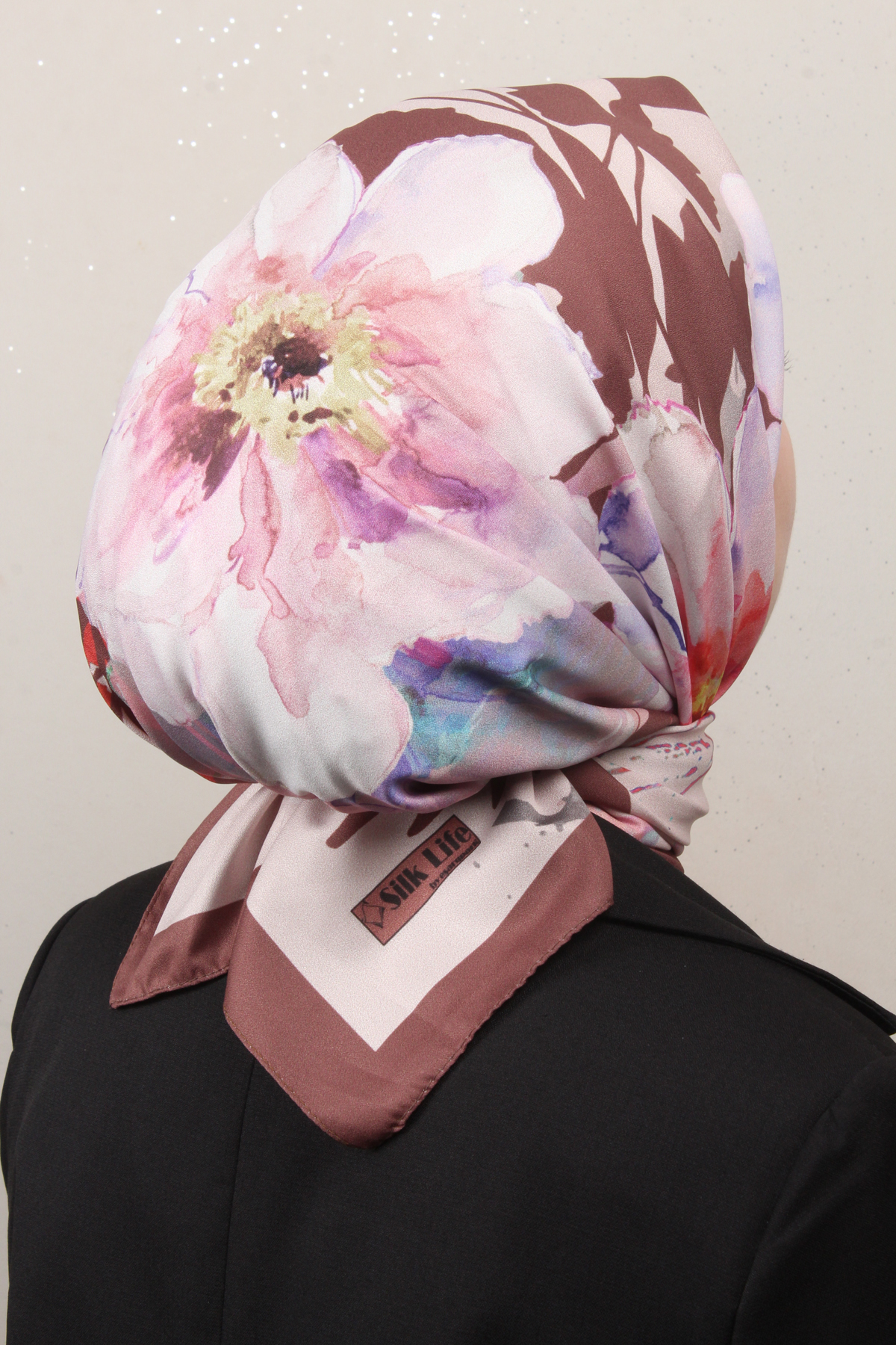 Silk Life Lotus Eşarp 4120-1 Kahverengi