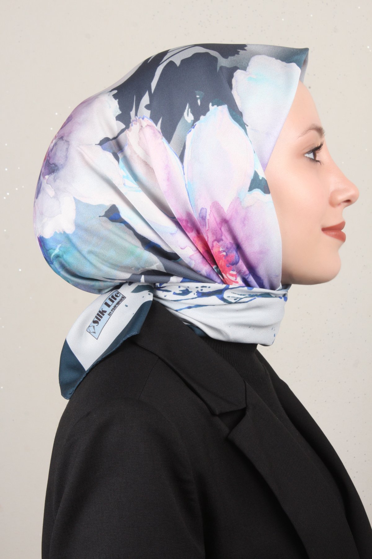 Silk Life Lotus Eşarp 4120-11 Petrol Mavisi