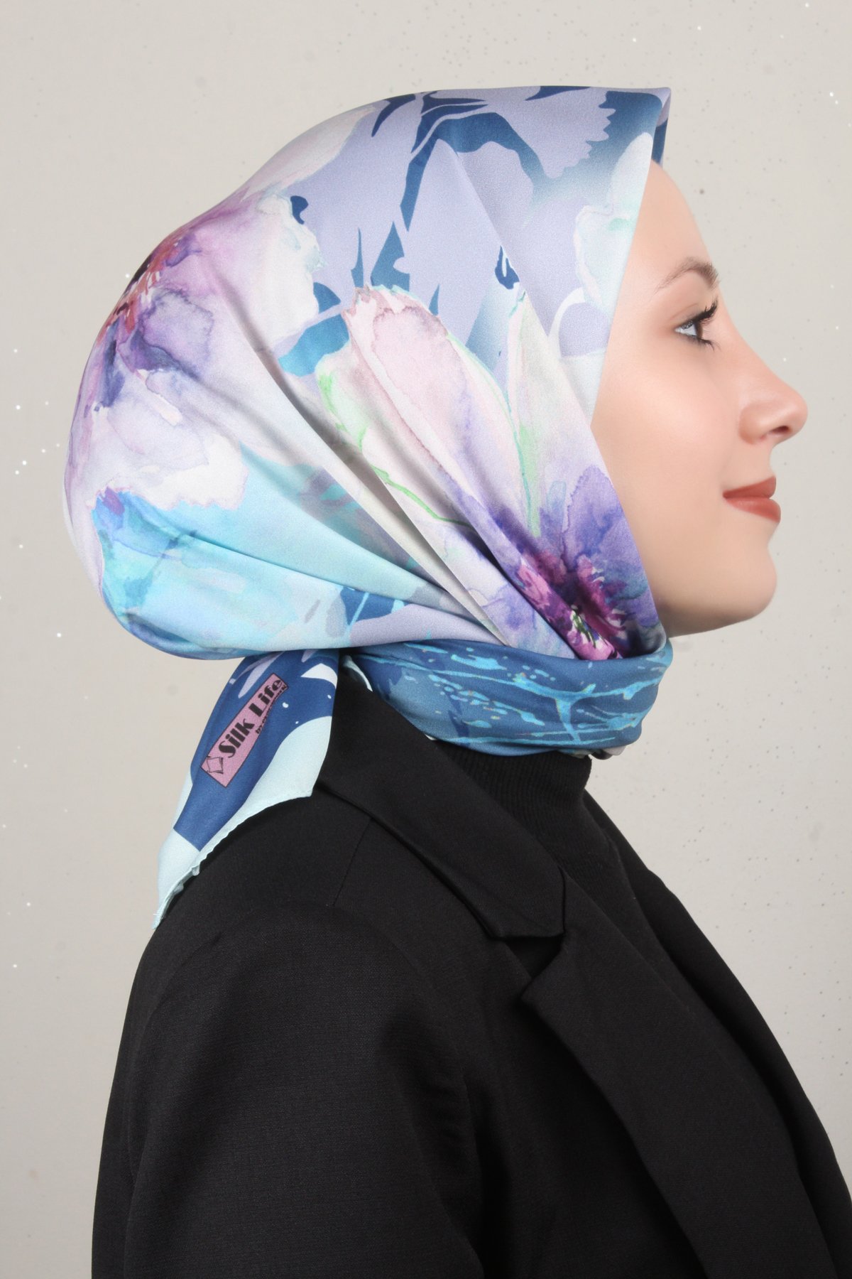 Silk Life Lotus Eşarp 4120-3 Mavi