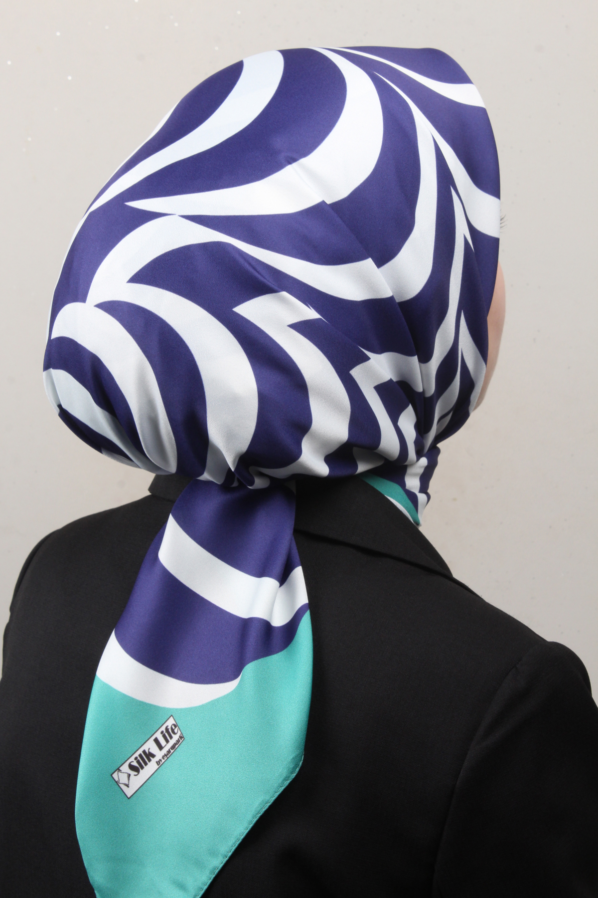 Silk Life Lotus Eşarp 4122-1 Mor-Yeşil